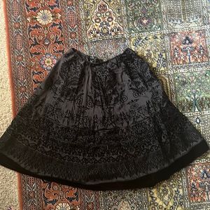 Burn out black skirt with velvet trim on bottom size L